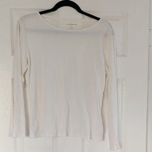 Liz Claiborne XL Cream Long-Sleeve Scoop Neck Top